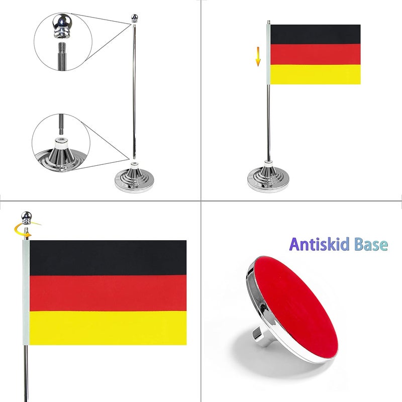 WXTWK 2 Pack Germany Flag German Desk Flag Small Mini German Table Flags With Stand Base,Home Office Festival Events Celebration Decorations - Image 3